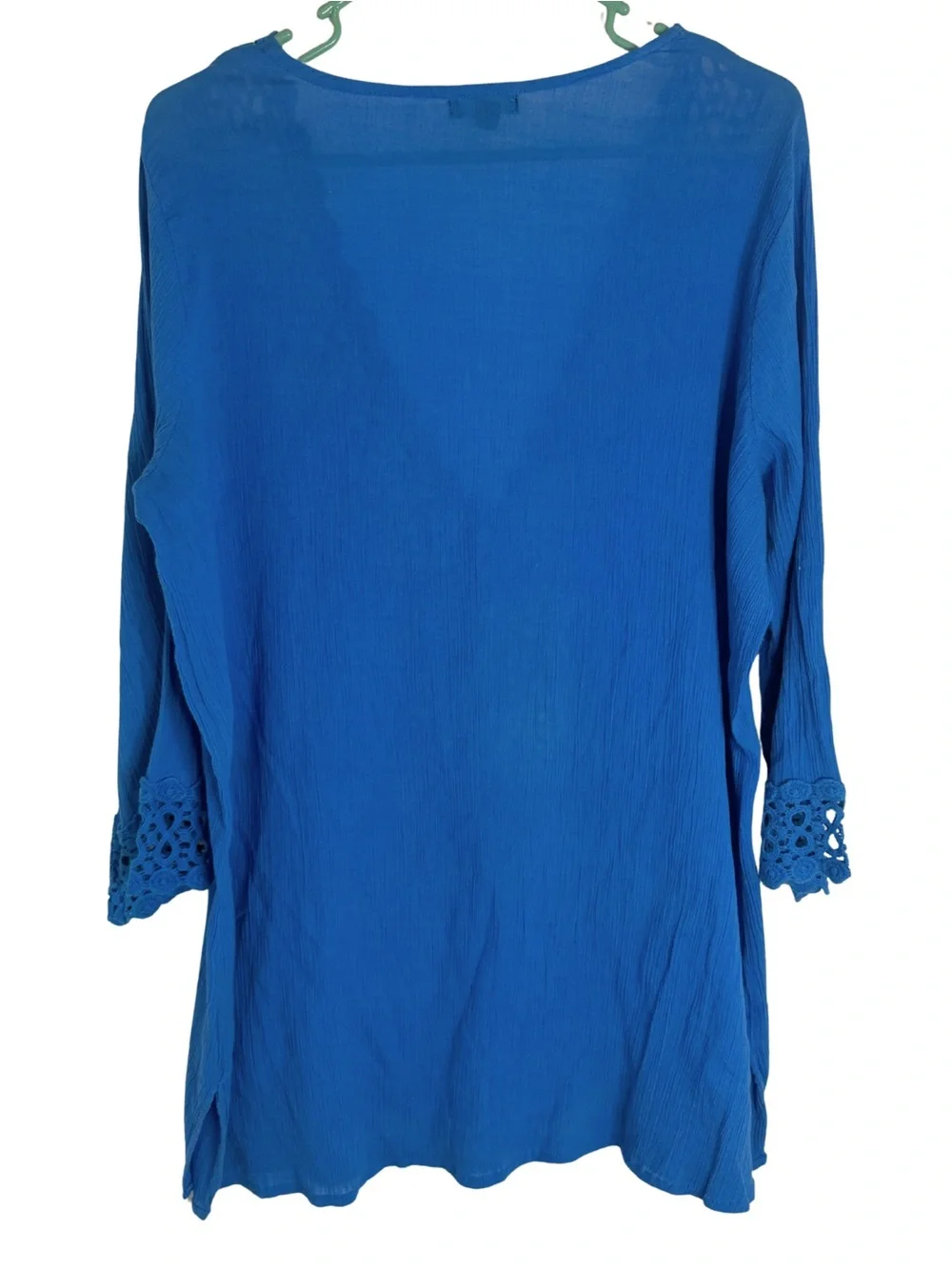 Raviya Royal Blue Crochet-Trim V-Neck Swim Coverup Tunic Size XL